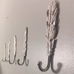 Boho set of feather decor hooks